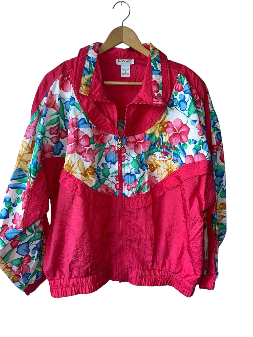 Lavon Vintage Pink Floral Colorblock Windbreaker Jacket - Aladdin